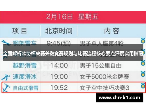 全面解析欧协杯决赛关键竞赛规则与比赛流程核心要点深度实用指南